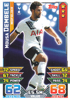 Mousa Dembele Tottenham Hotspur 2015/16 Topps Match Attax #298